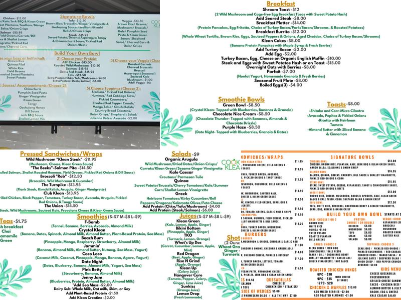 Cooked Klean Menu