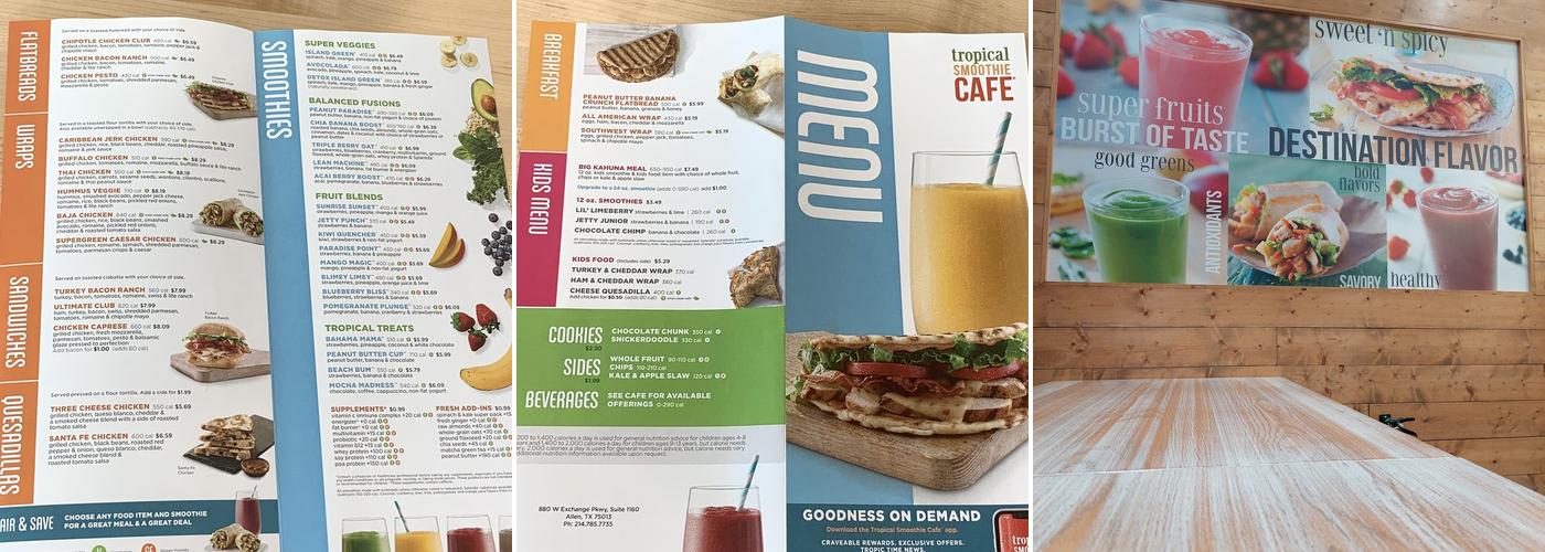 Tropical Smoothie Cafe Menu