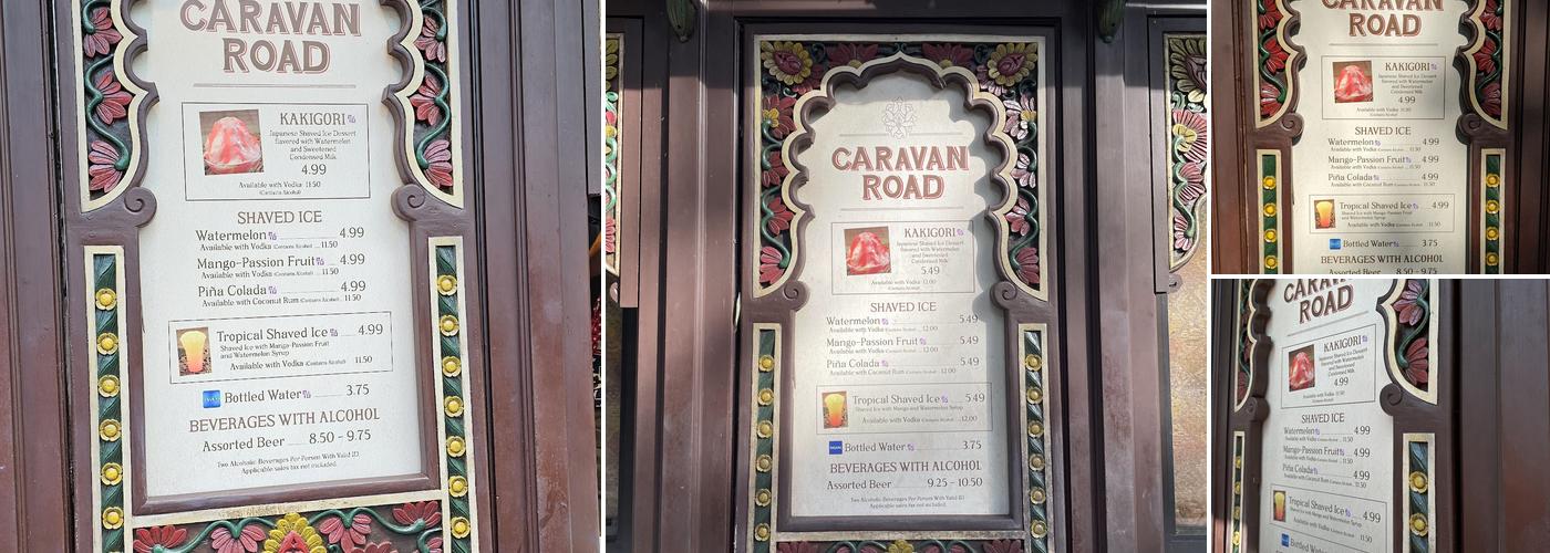 Caravan Road Menu