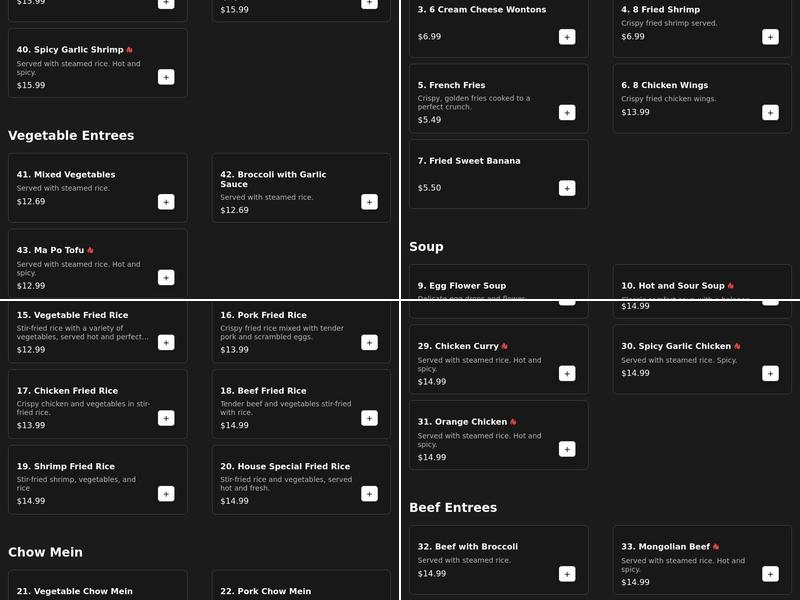 Asia Wok Teppanyaki & Chinese Food Menu