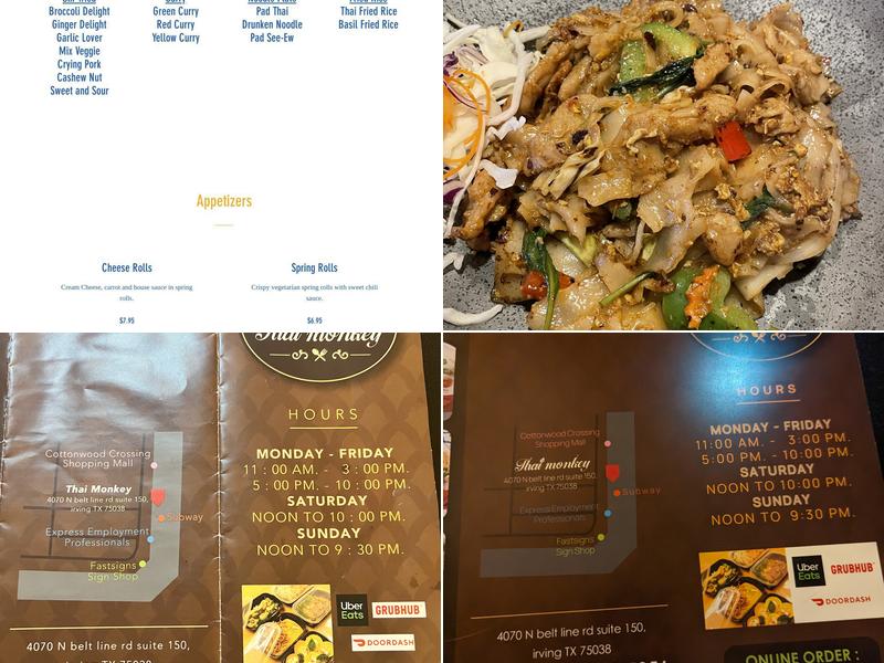 Thai Monkey Irving Menu