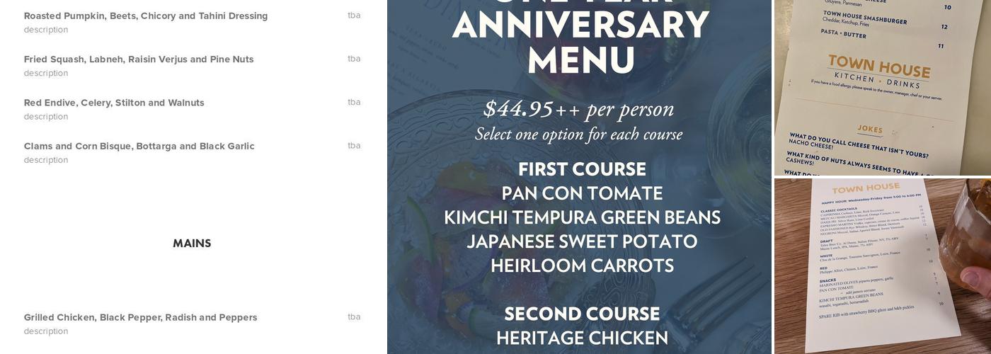 Town House Kitchen + Drinks Menu