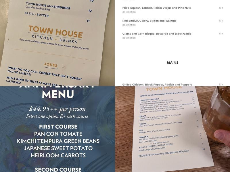Town House Kitchen + Drinks Menu