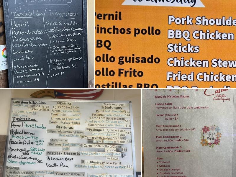 Cultura Antojitos Puertorriqueños Menu