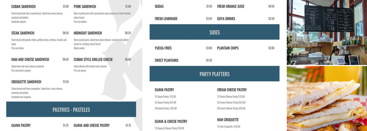 Cortadito Cuban Cafe Menu