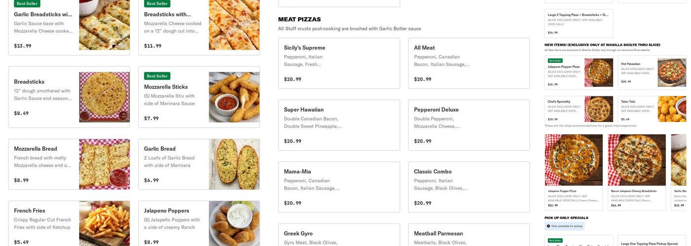 Sicily's Pizza Wasilla Menu