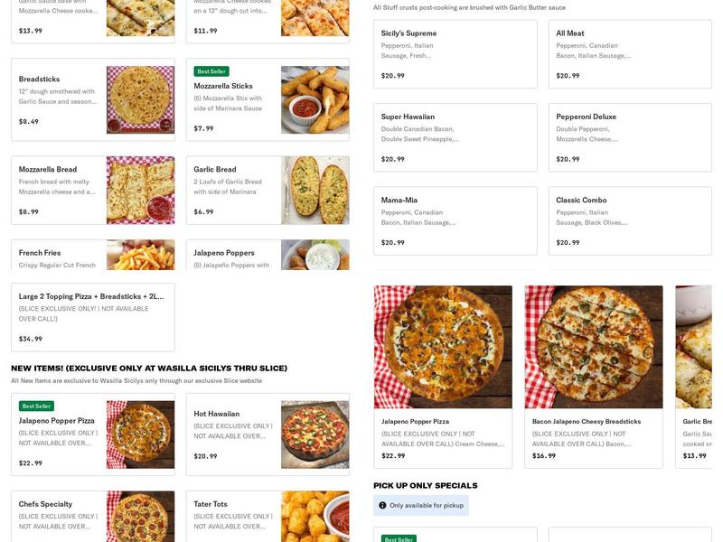 Sicily's Pizza Wasilla Menu