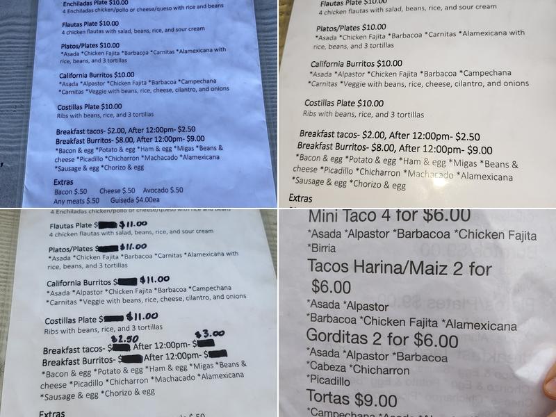 Taqueria Taco Rico Menu