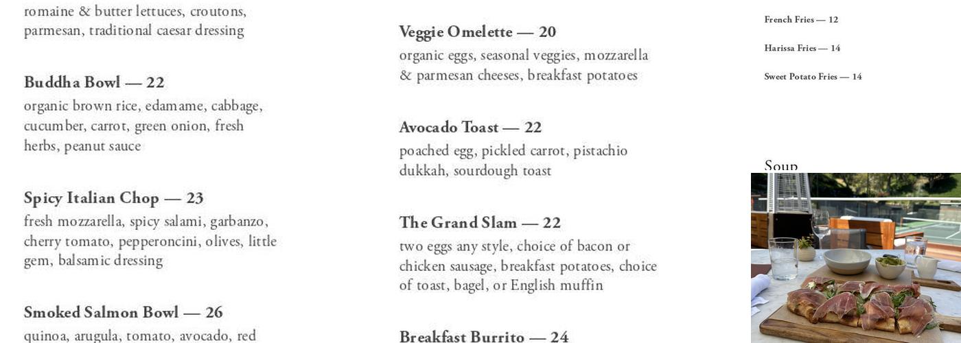 Sparrow Cafe Menu