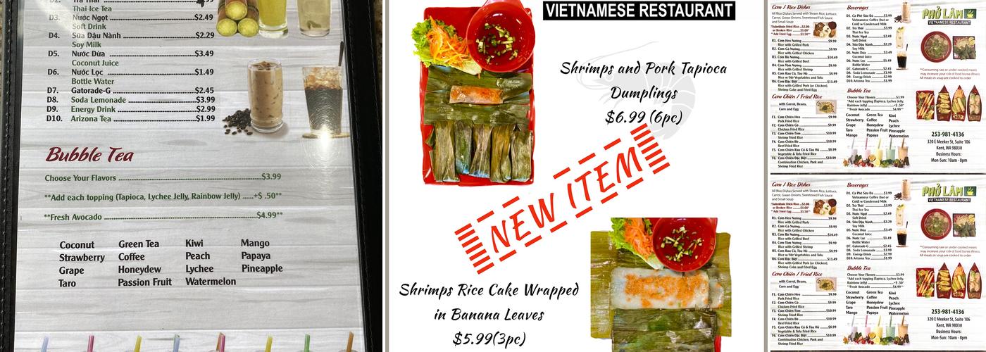 Pho Lam Menu