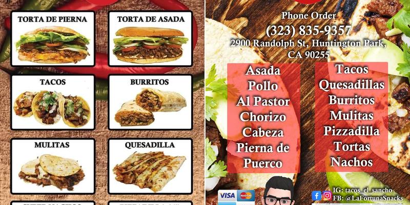 Tacos San Francisco Menu