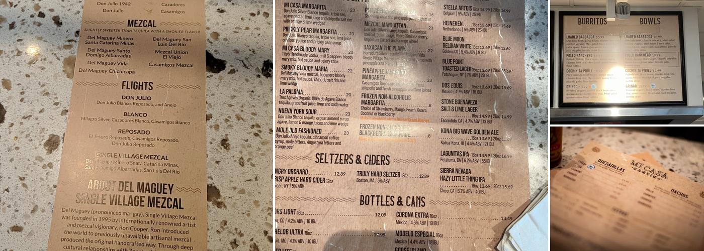 Mi Casa Menu