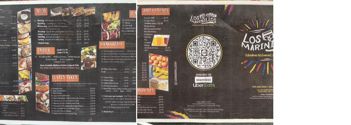 Los Marinillos Menu