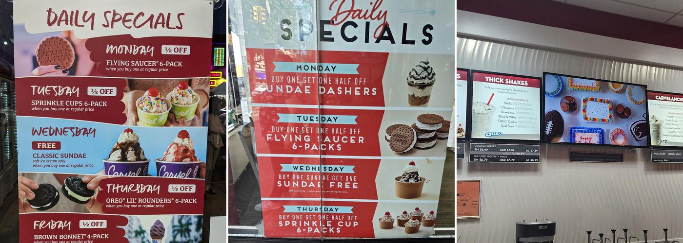 Carvel Menu