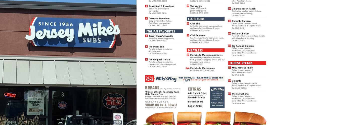 Jersey Mike's Subs Menu