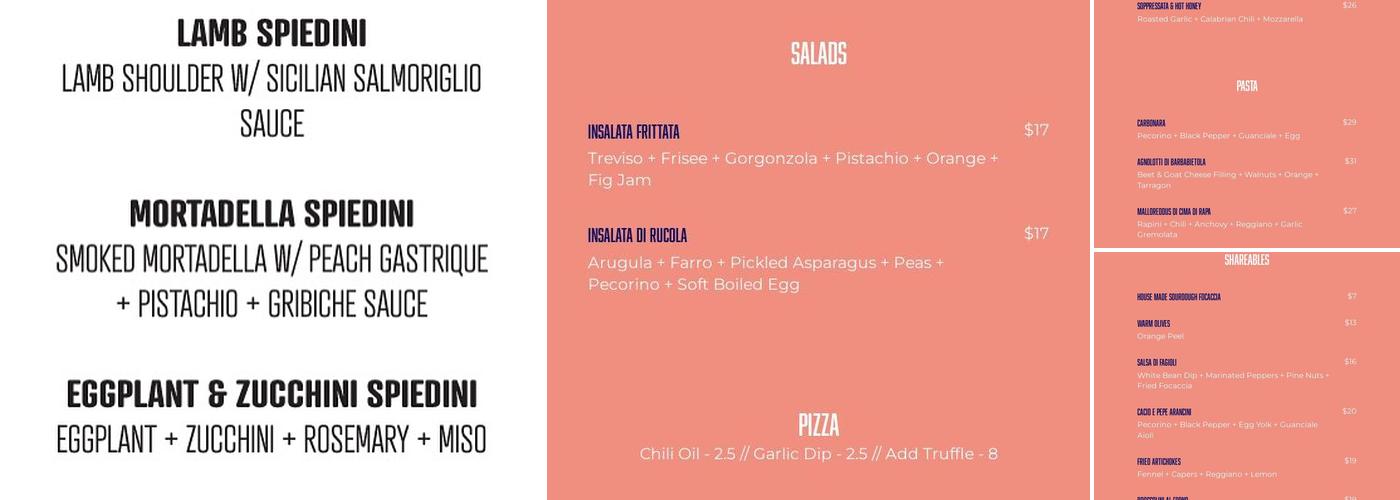 Marty's Pizza Bar Menu