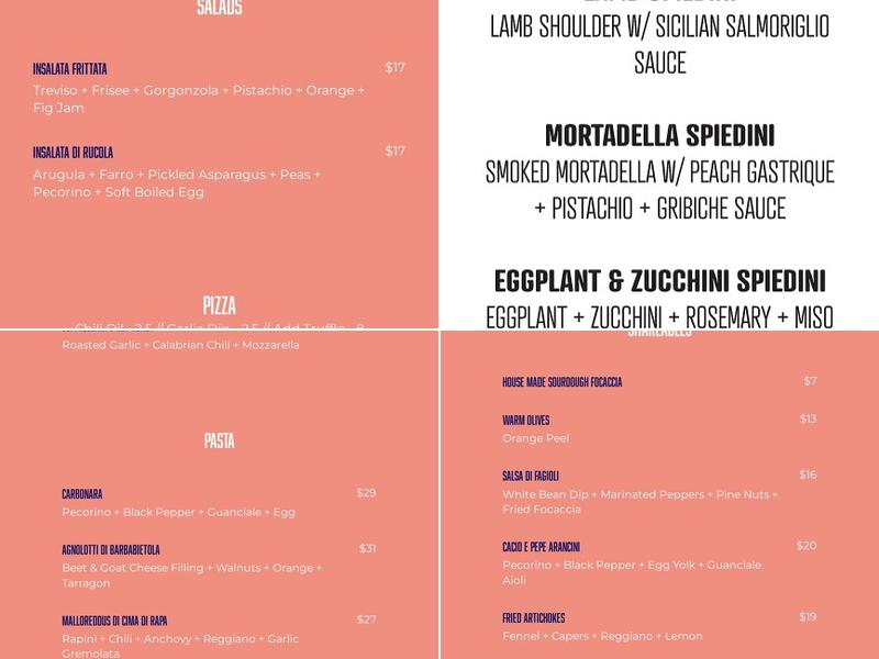 Marty's Pizza Bar Menu