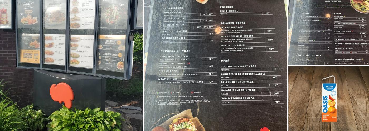 Rôtisserie St-Hubert Menu