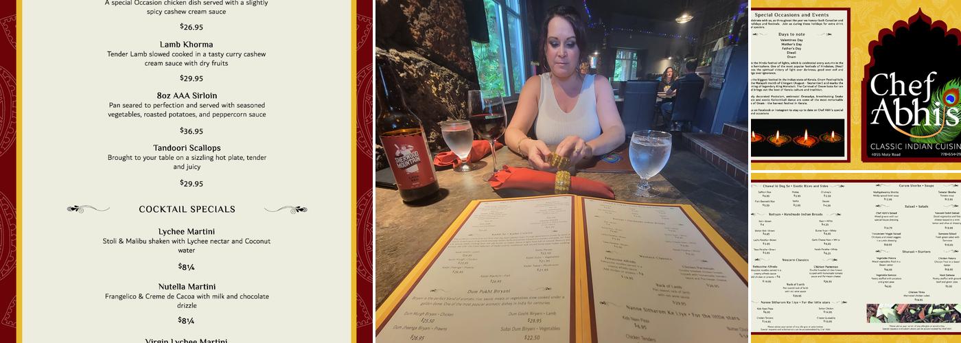 Chef Abhi's Classic Indian Cuisine Menu