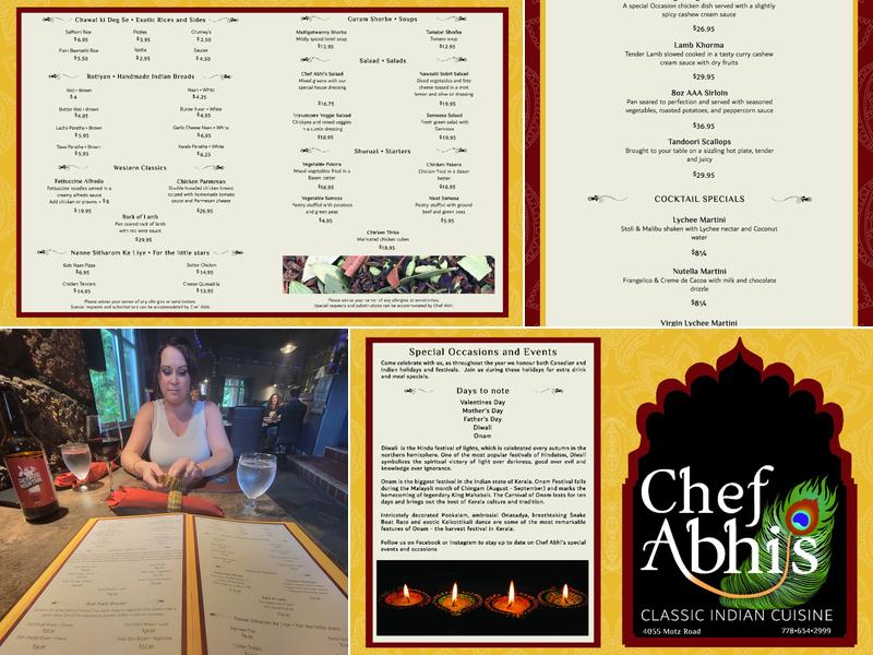 Chef Abhi's Classic Indian Cuisine Menu