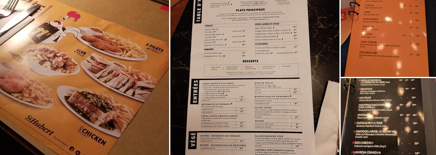 Rôtisserie St-Hubert Menu