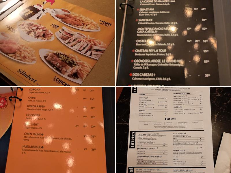Rôtisserie St-Hubert Menu