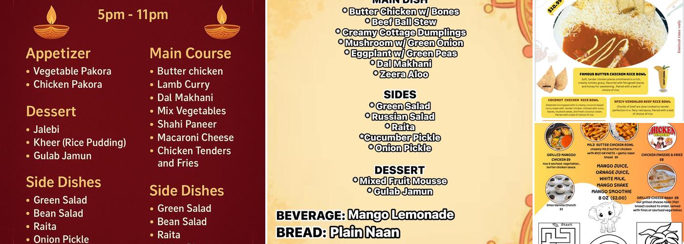 Indian PanFlame Menu