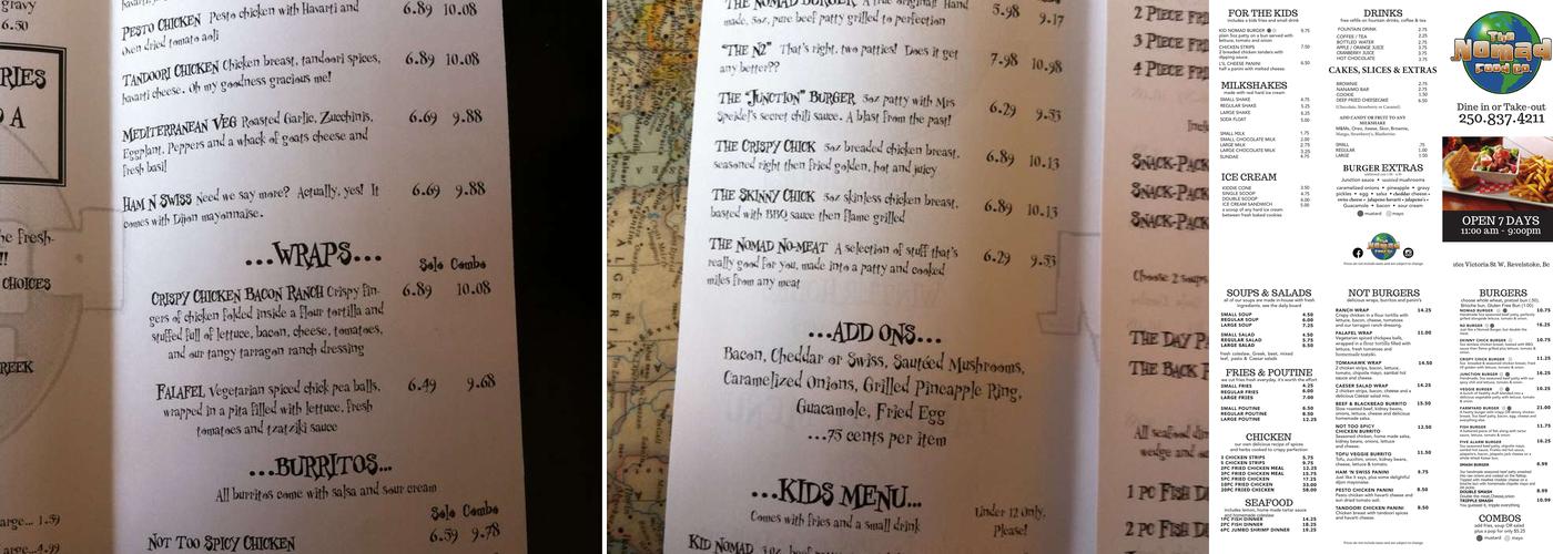 Nomad Food Co Menu
