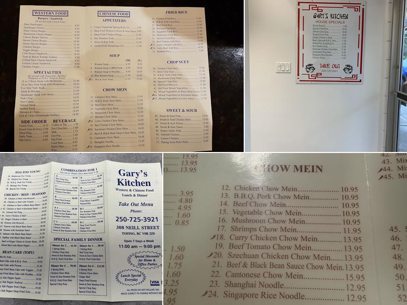 Gary's Kitchen Menu