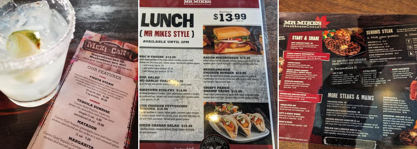 MR MIKES Steakhouse Casual Menu