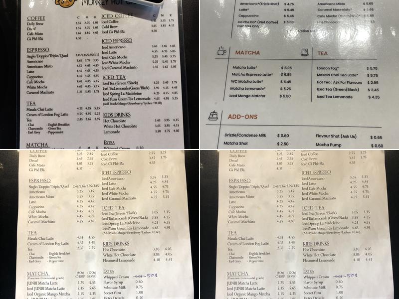 Monkey Hut Cafe Menu