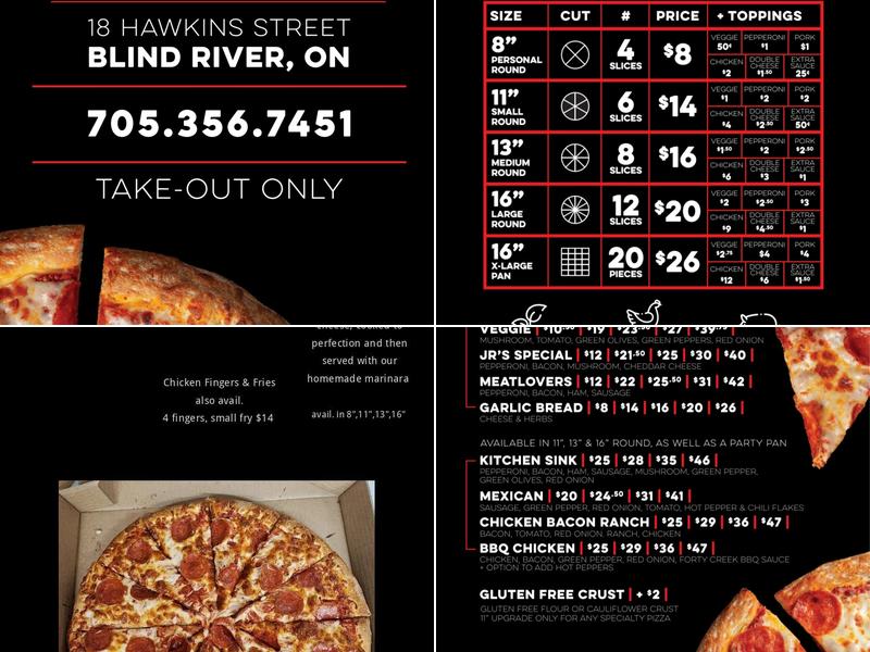 JR’s Pizza Menu