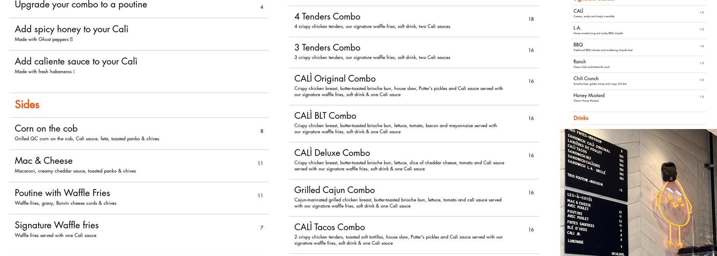 Calì Menu