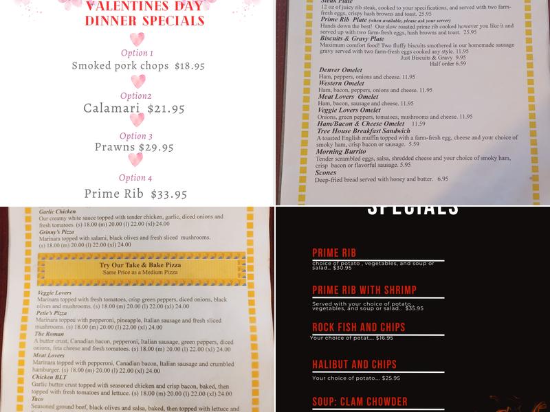 Tree House Restaurant Menu