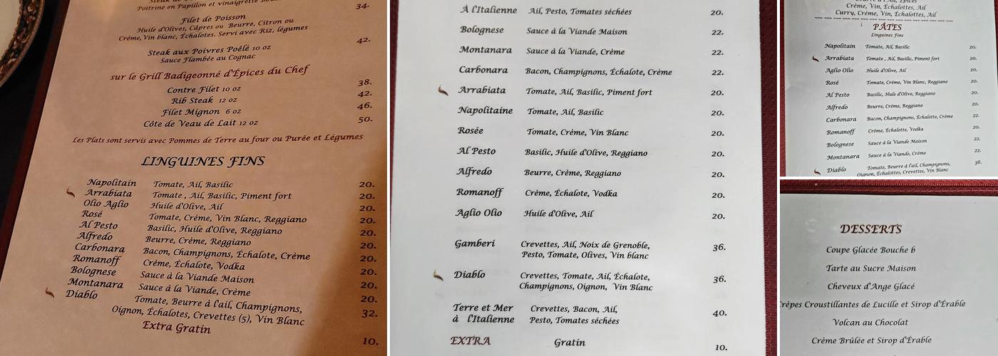 Restaurant Bouche b Menu