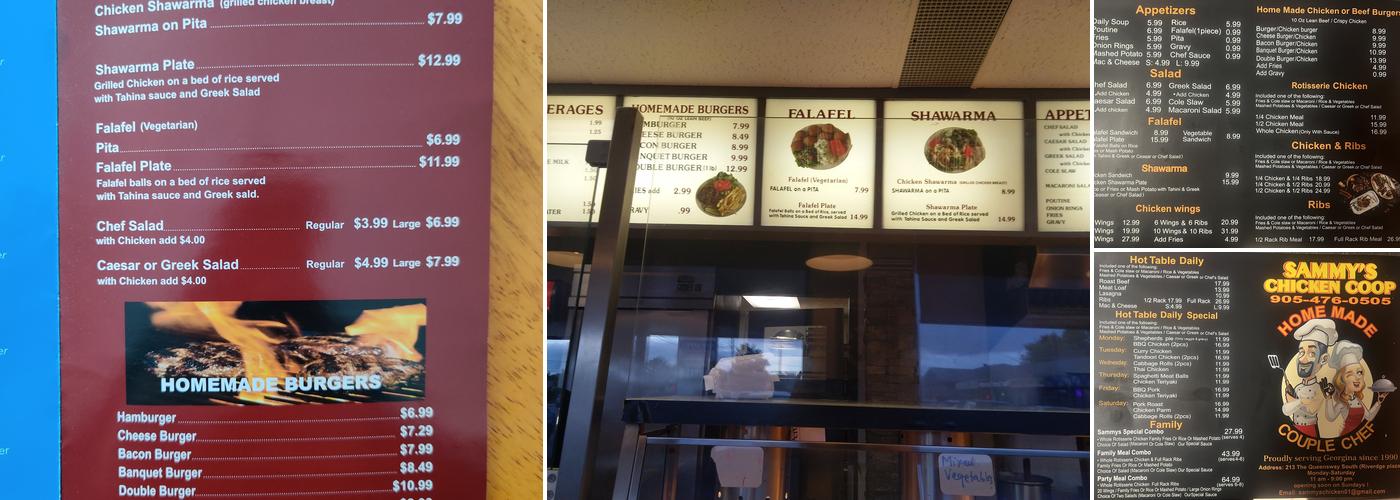 Sammy's Chicken Coop Menu