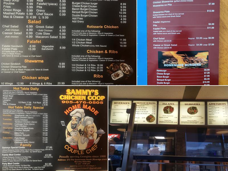 Sammy's Chicken Coop Menu