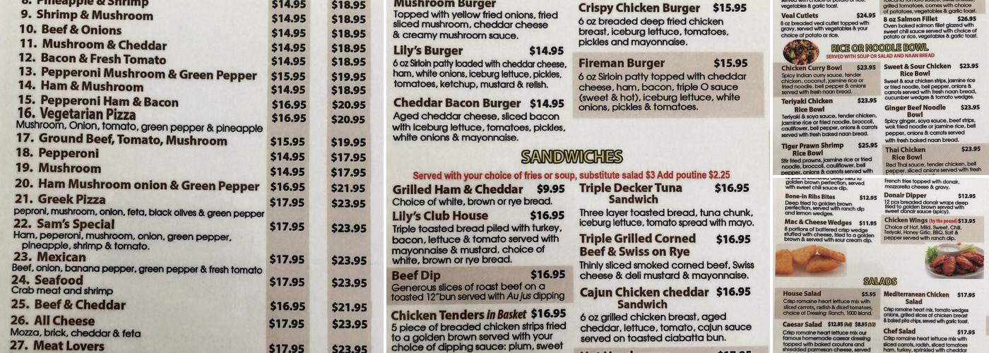 Lily's Steak & Pizza Menu