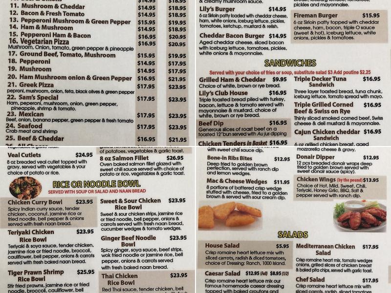 Lily's Steak & Pizza Menu