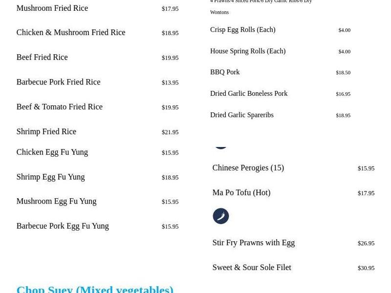 Winfield Chinese Restaurant Menu