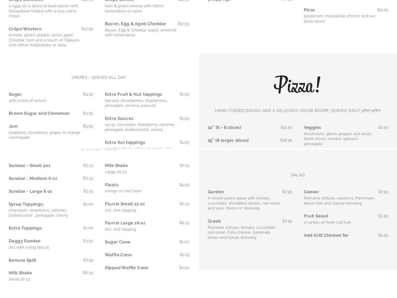 Le Goûter Menu
