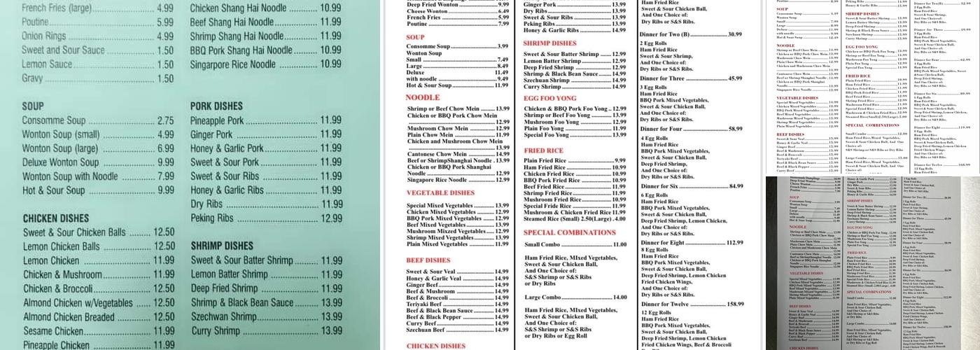 Lee's Restaurant Menu
