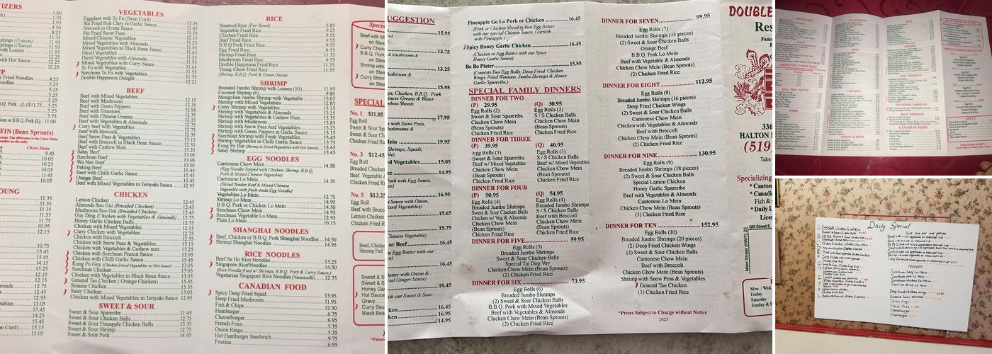 Double Happiness Restaurant Menu