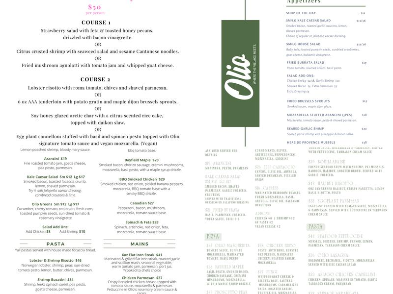 OLIO Menu