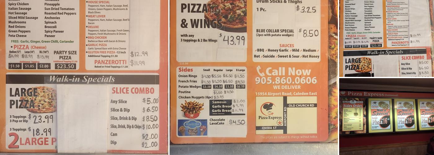 Pizza Express & Wings Caledon Menu
