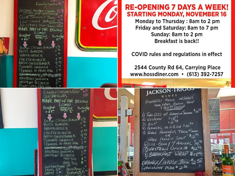 Hoss's Diner Menu