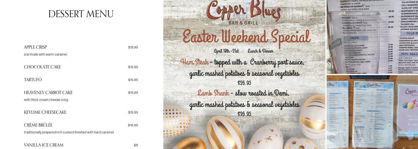Copper Blues Menu