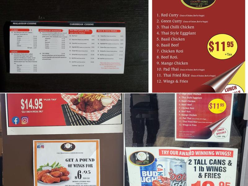 Country Perks Bar&grill Menu