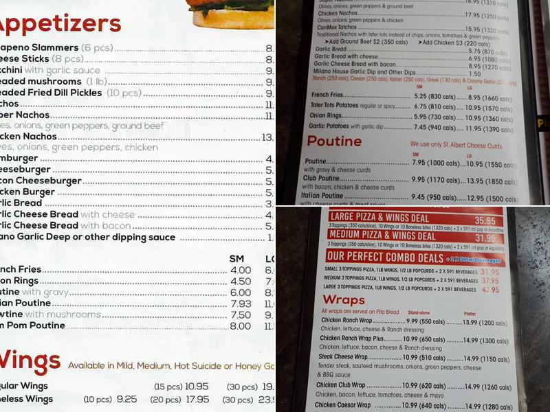 Milano Pizzeria Menu