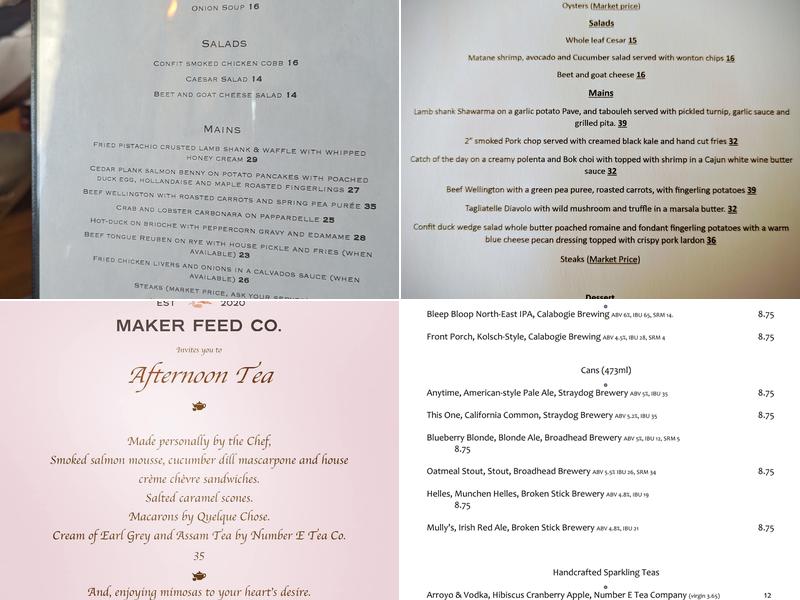 Maker Feed Co. Menu